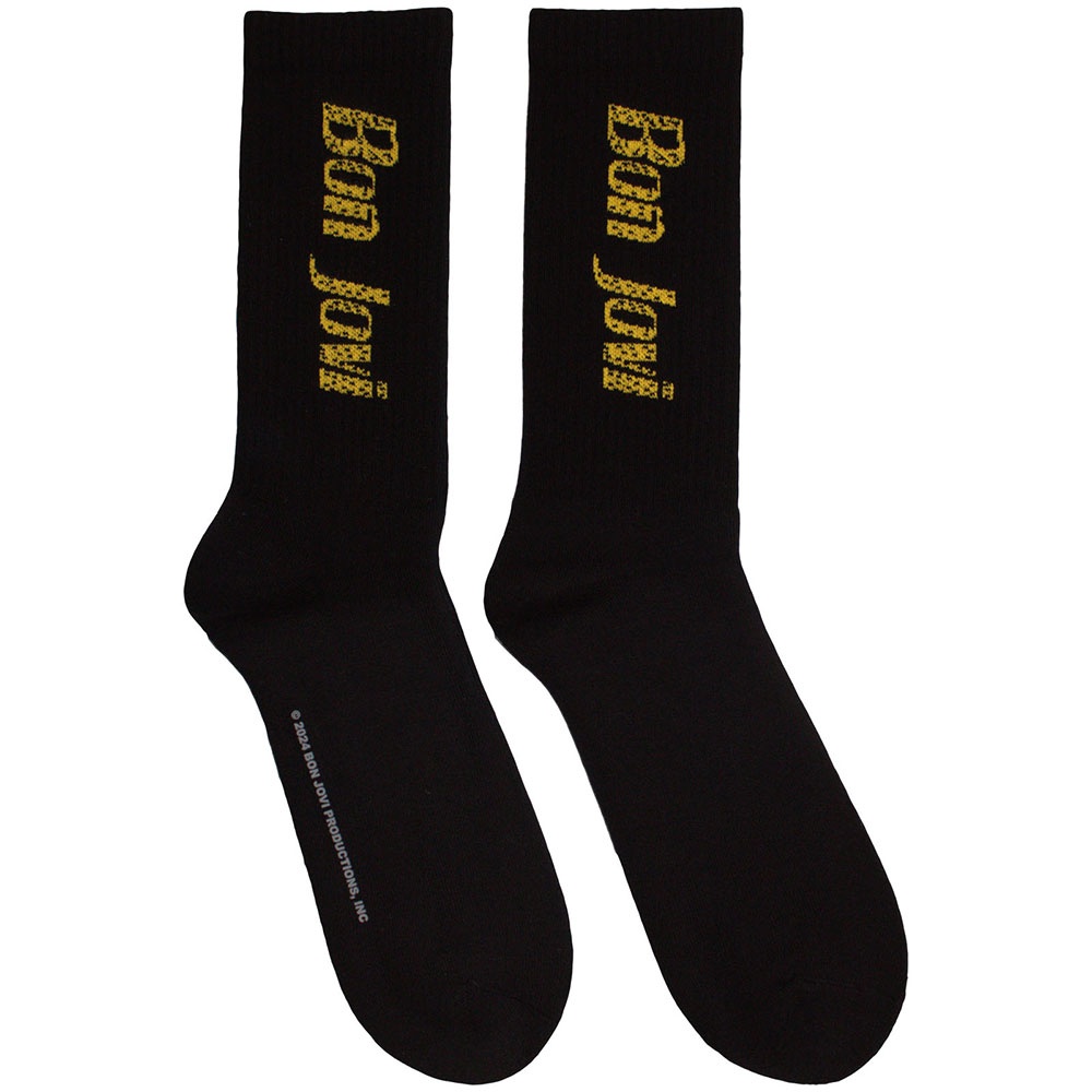 Bon Jovi - Yellow Logo Chaussettes - Noir